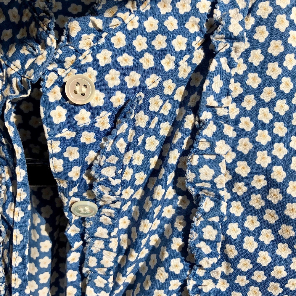 J.Crew Blue Ruffle Daisy Button-Down Shirt - Picture 5 of 8